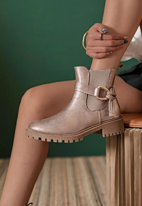 Bottines taupe brillant