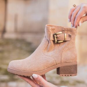 Bottines camel en daim