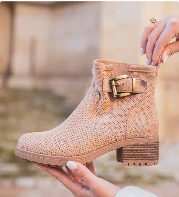 Bottines camel en daim