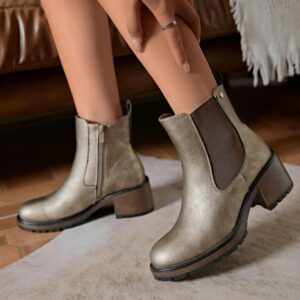 Bottines taupe doré